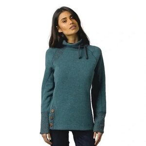 Prana Women's Lucia Mock Neck Wool Blend Sweater Teal XS